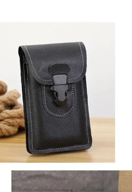 现货速发头层牛皮男士装手机包腰包男工地多功能穿皮带挂腰间防水休闲