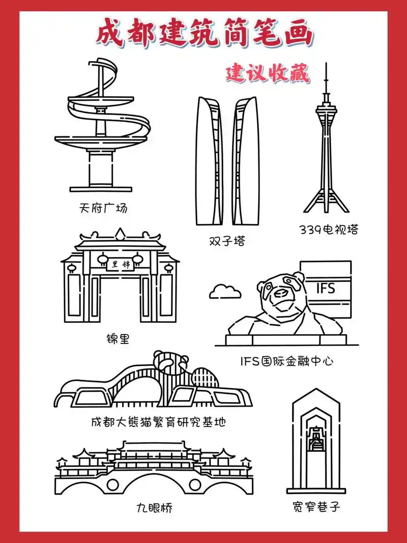 熊猫塔简笔画 - 抖音