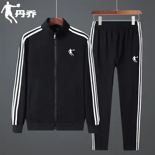 乔丹运动套装男春季新款外套卫衣休闲运动服三道杠青年男士大码潮