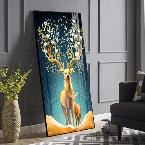 2020年新款5d满钻麋鹿钻石客厅竖版一鹿有你十字绣套件