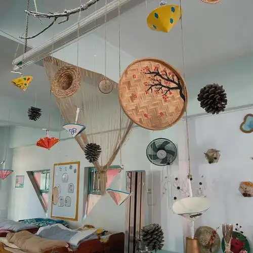 幼儿园复古森系ins清新田园风区域吊饰布置