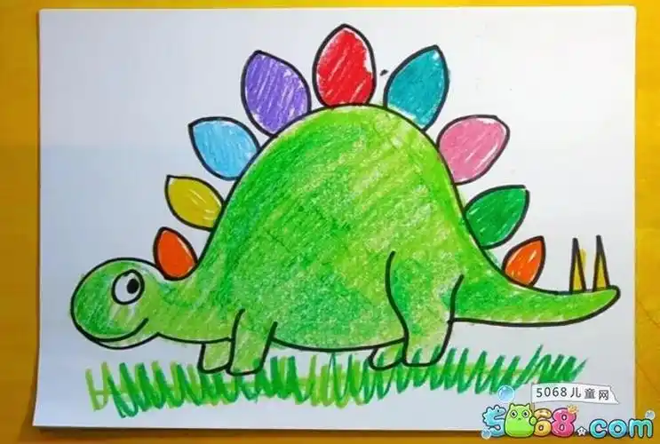 儿童恐龙简笔画的画法步骤图大全儿童画蜡笔画作品-61幼儿网银奖油棒