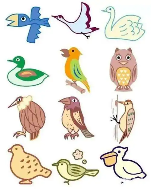 幼儿园彩色小鸟简笔画
