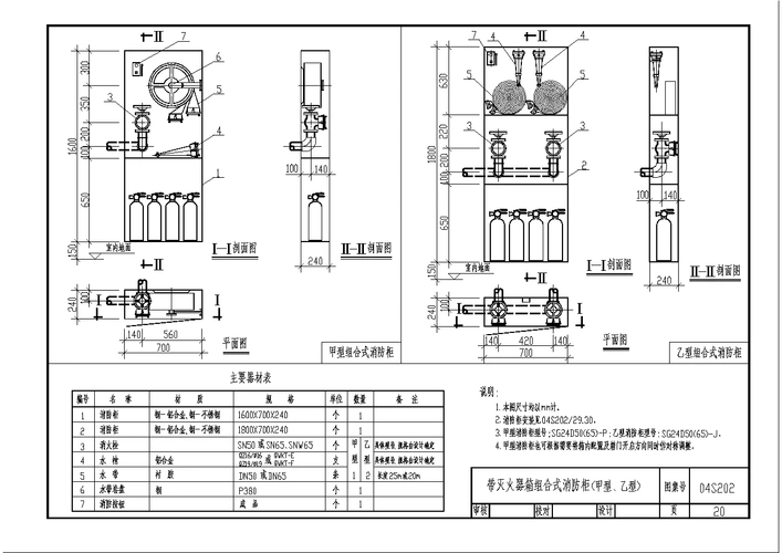 【消火栓安装图集cad版本】 带灭火器箱组合式消防柜