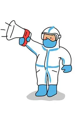 手绘新冠疫情隔离服大白疫情防控抗击疫情