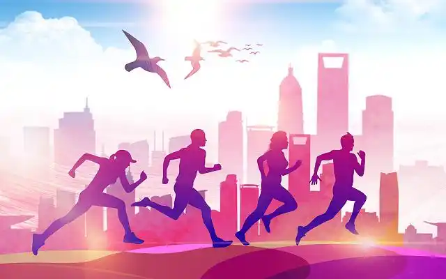 手绘奔跑少年清新青春狂欢活力海报背景图插画运动插画