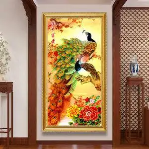 花开富贵十字绣2020新款线绣满绣客厅牡丹花家用手工大幅孔雀刺绣