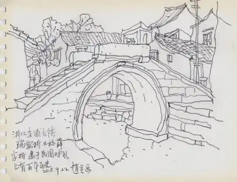 古镇简笔画素材