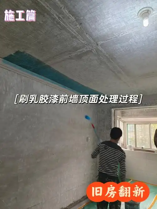 刷乳胶漆前墙顶面处理过程旧房翻新