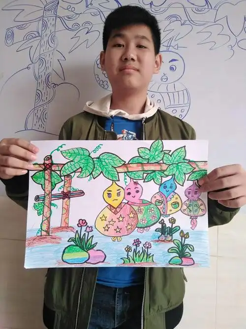 童星画室寒假班第八周作业——卡通画《葫芦兄弟》