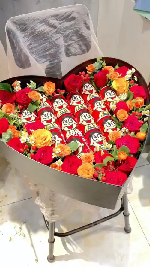 旺仔牛奶鲜花礼盒