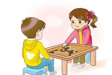 男孩和女孩一起下围棋