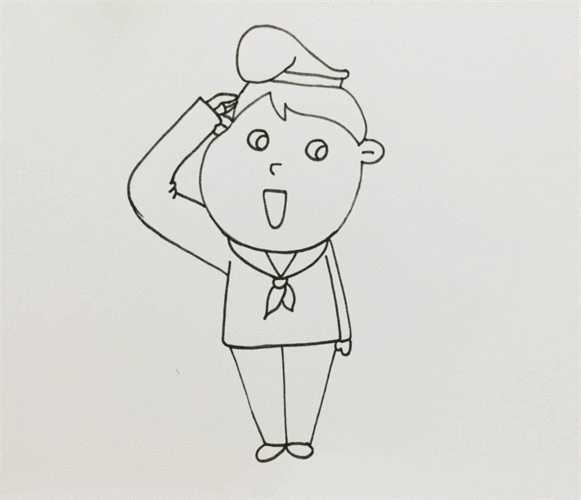 敬礼的海军幼儿简笔画