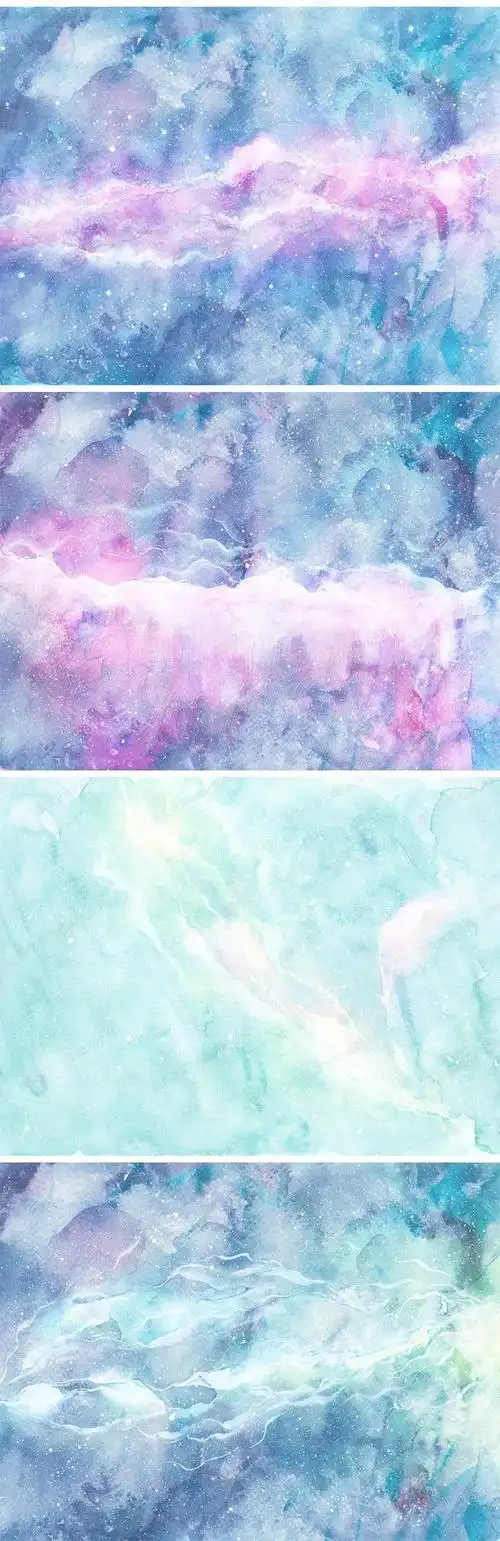 唯美梦幻炫彩彩色水彩星空手绘星云插画装饰画手机壳时尚服装t恤图案