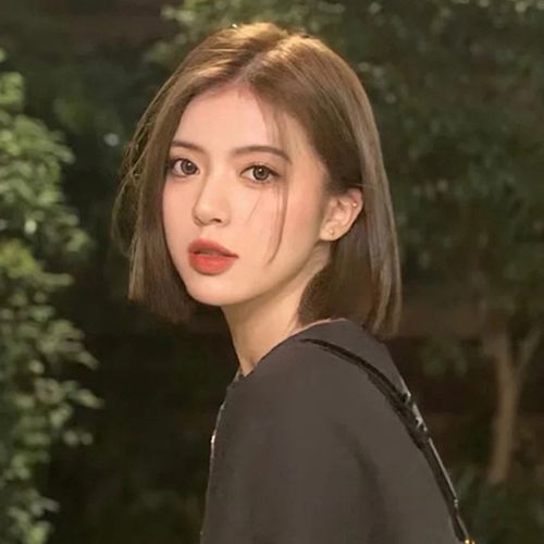 网红韩式假发女短发一刀切气质修脸减龄中分无刘海短直发头套式 黑茶