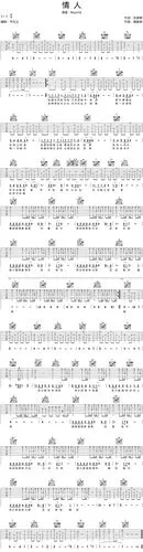 beyond《情人》吉他谱_c调和弦指法_高清六线图片弹唱谱_17吉他网齐元