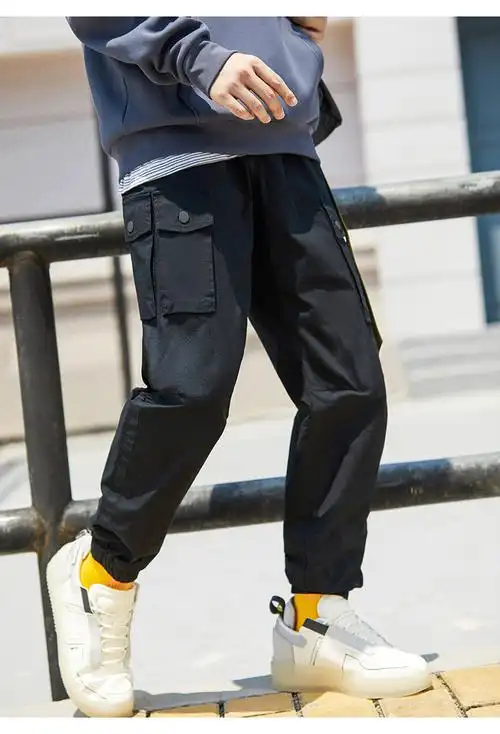 安踏休闲裤男女春宽松潮流情侣运动长裤工装束脚裤 冰川灰-2 s/165