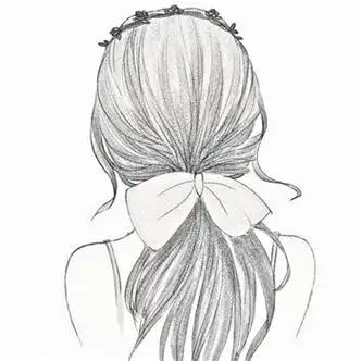 素描长发背影女孩图片头像高清好看的女孩长发背影素描头像