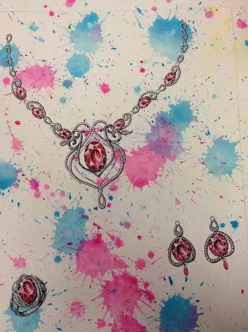 手绘珠宝三件套|插画|概念设定|南瓜猫 - 原创作品 - 站酷 (zcool)