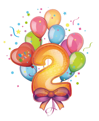 卡通手绘彩色气球数字2