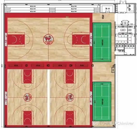 篮球场馆木地板彩漆logo效果图 - 知乎