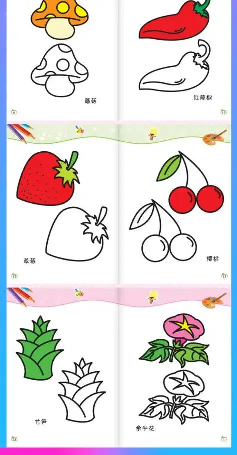 学画画二小班画画简笔画涂色团0-3岁早教书幼儿早教挂图填图画画书简