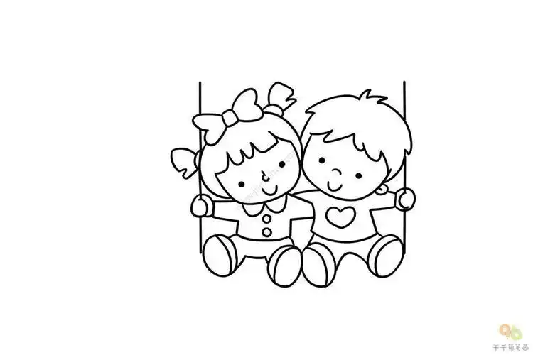 儿童画男孩和女孩简笔画