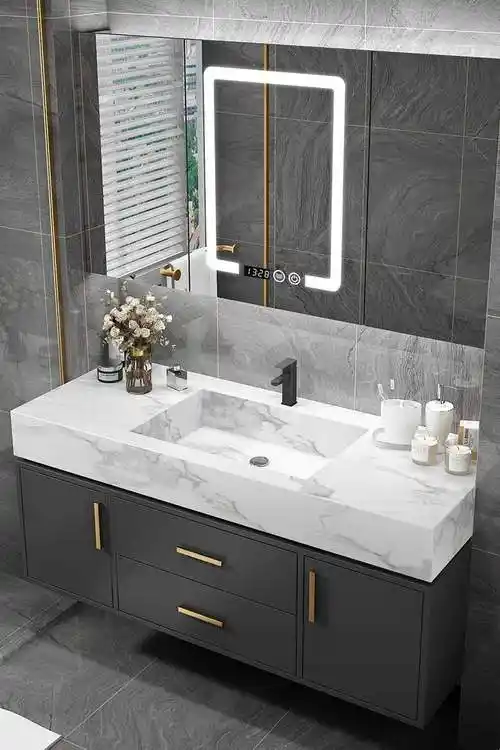 科勒岩板一体台盆浴室柜组合洗脸盆现代轻奢洗手盆定制卫生间洗漱 180