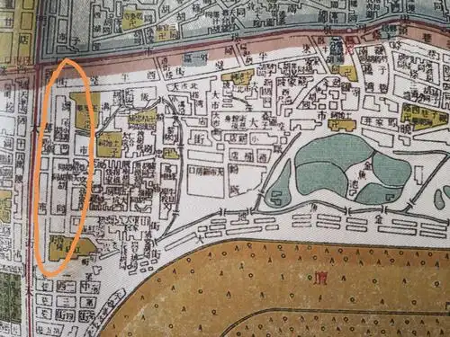 民国时期地图上的沟尾巴胡同,后沟沿胡同,草帽胡同,天顺胡同,小沟胡同