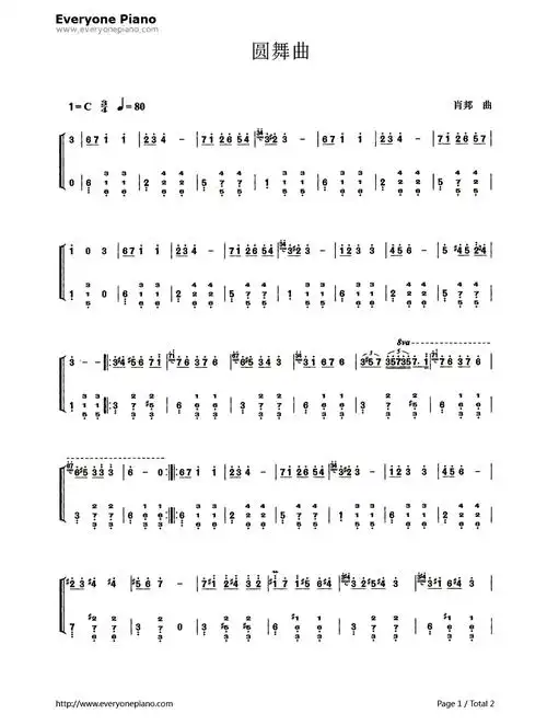 圆舞曲(waltz)钢琴简谱-数字双手-肖邦