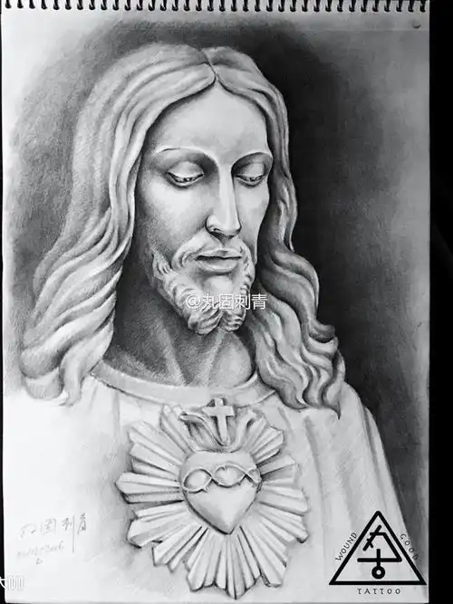 耶稣_纹身图案手稿图片_韩函的纹身作品集