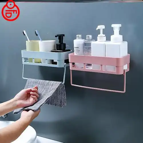 厕所贴墙放化妆品的物架架子置物架墙上护肤品卫生间东西收纳盒挂
