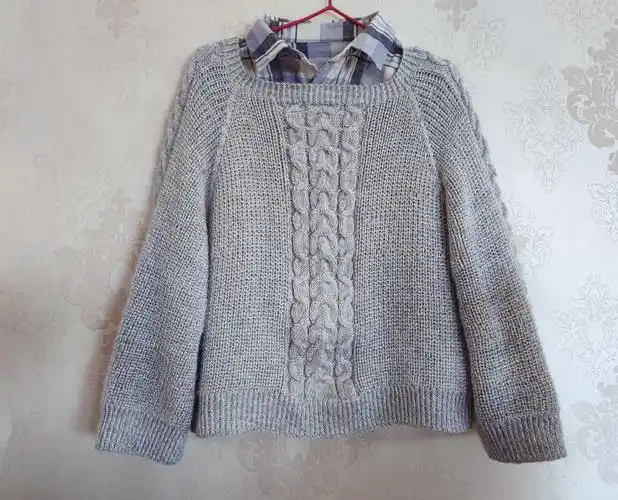 低调灰女士棒针休闲圆领插肩毛衣-编织教程-编织人生