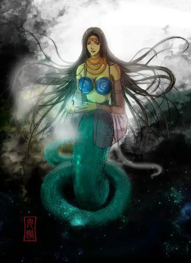 麻依云 的插画 山海经神怪志之——女娲