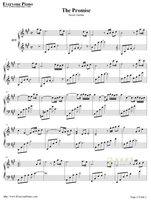the promise,the promise钢琴谱,the promisea调钢琴谱,the promise