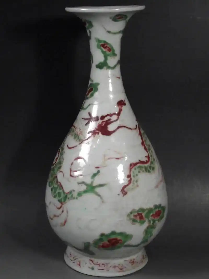 元代红绿彩龙纹玉壶春瓶