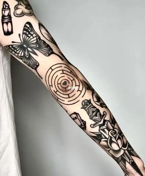 单色oldschool花臂分享