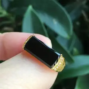 翡翠马鞍戒指冰种墨翠假面18k金镶嵌天然a货缅甸玉石男士戒指戒面