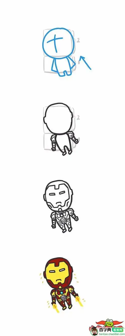钢铁侠怎么画简单好看,钢铁侠简笔画步骤图