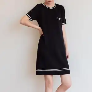 黑色圆领天丝针织裙huangpeipei19阿里巴巴为您推荐白色短袖搭裙子