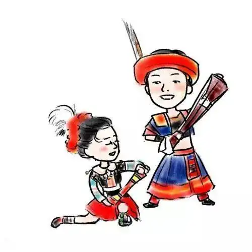 瑶族人春节场景简笔画