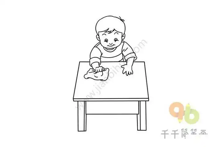 擦桌子简笔画图片大全小学生打扫卫生整理书简笔画简笔画擦桌子简笔画