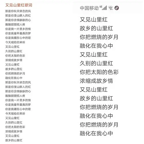 又见山里红歌词