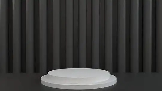 3d灰色圆柱形讲台最小工作室背景.三维几何形状物体图解绘制.