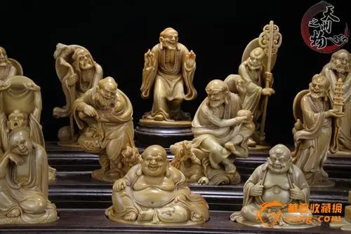 名家吴金勇雕刻- 十八罗汉寿山石 摆件