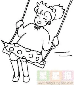 爸爸推荡秋千简笔画