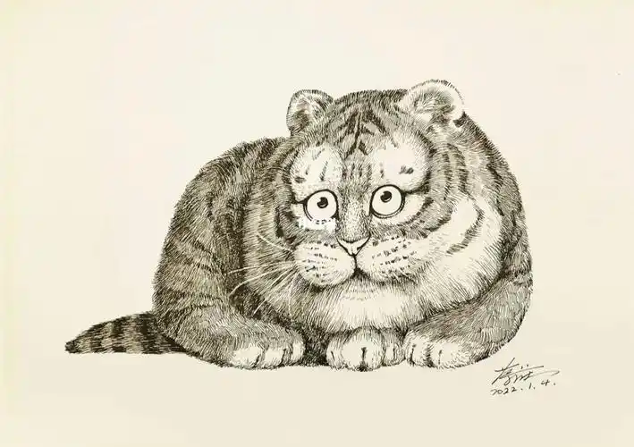 钢笔画小萌虎步骤图