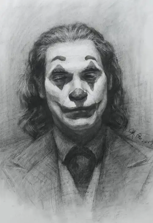电影小丑素描画 小丑头像素描手绘