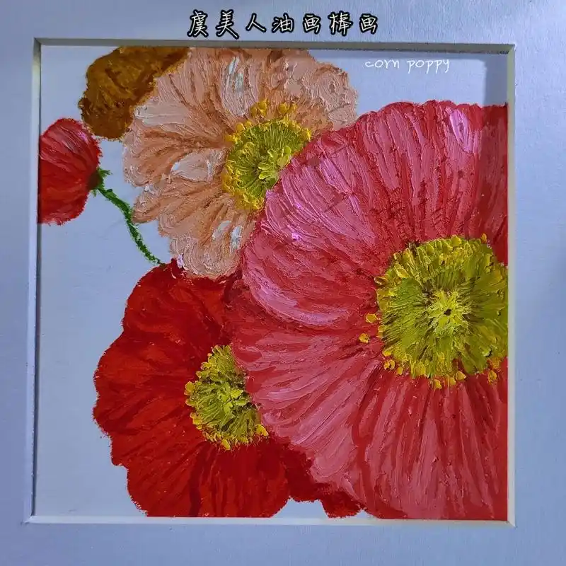 虞美人油画棒教程|新手小白入门|.预计画300种花草之三十八 - 抖音