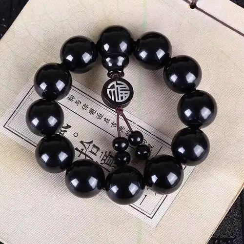 正宗可可西里全黑老料羊角手链高抛款角质佛珠手串手链